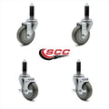 4 inch Gray Polyurethane Swivel Expanding Stem Caster Set 2 Brake E226237