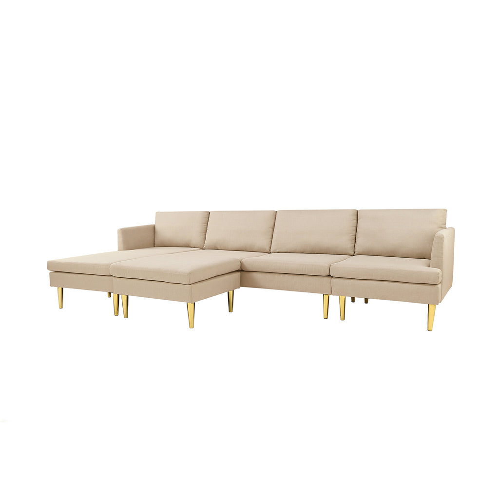 Modern Convertible Polyester Sectional Sofa with Ottoman C30458