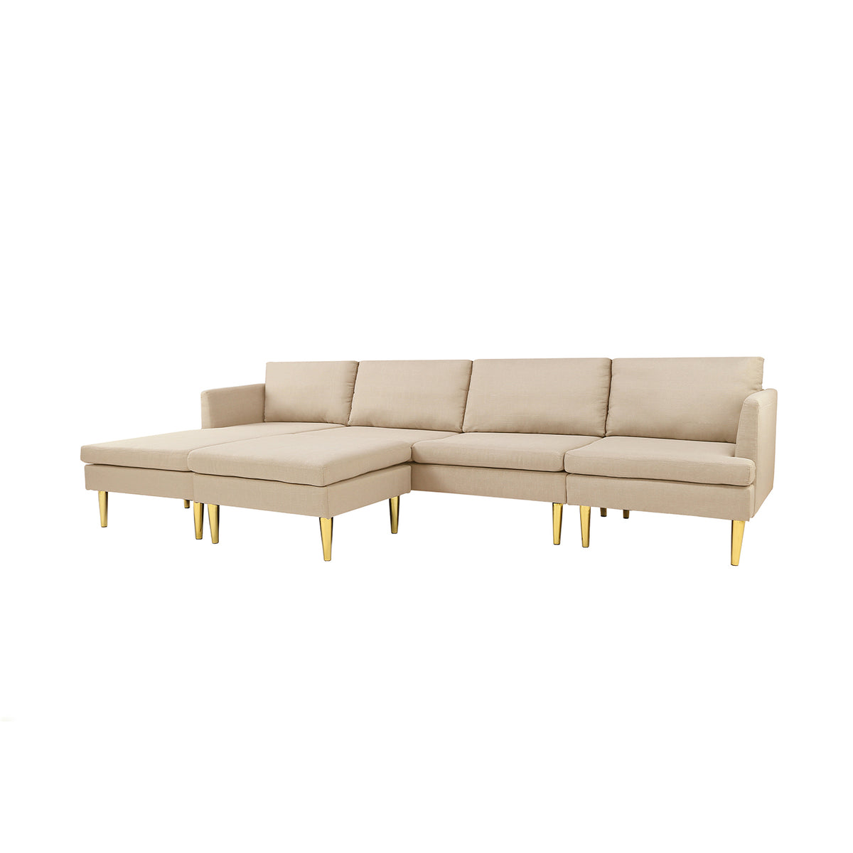 Modern Convertible Polyester Sectional Sofa with Ottoman C30458