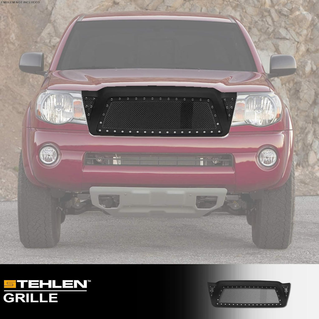 Matte Black Steel Mesh Hood Bumper Grille G4315