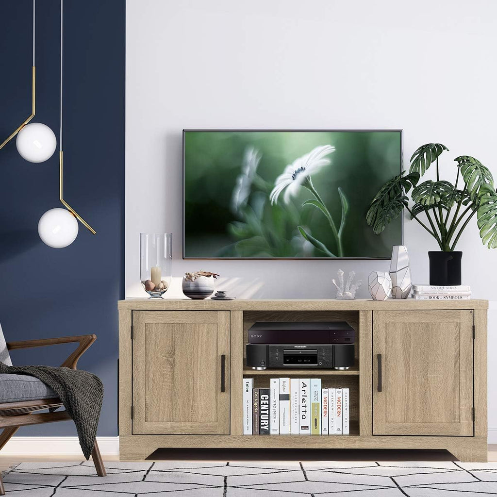Farmhouse Barn Wood TV Stand with Doors and Shelves N267
