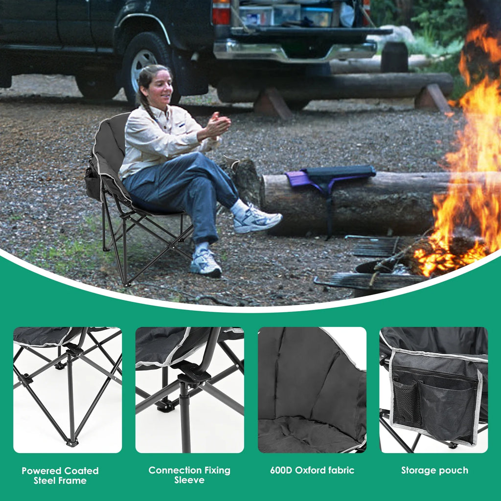 Oversized Folding Camping Chair with Cup Holder & Carry Bag H163347