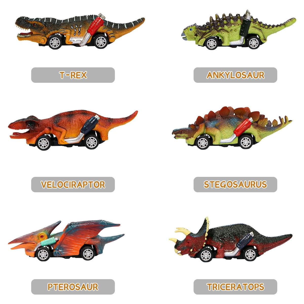 6 Pack Pull Back Dinosaur Cars S933053