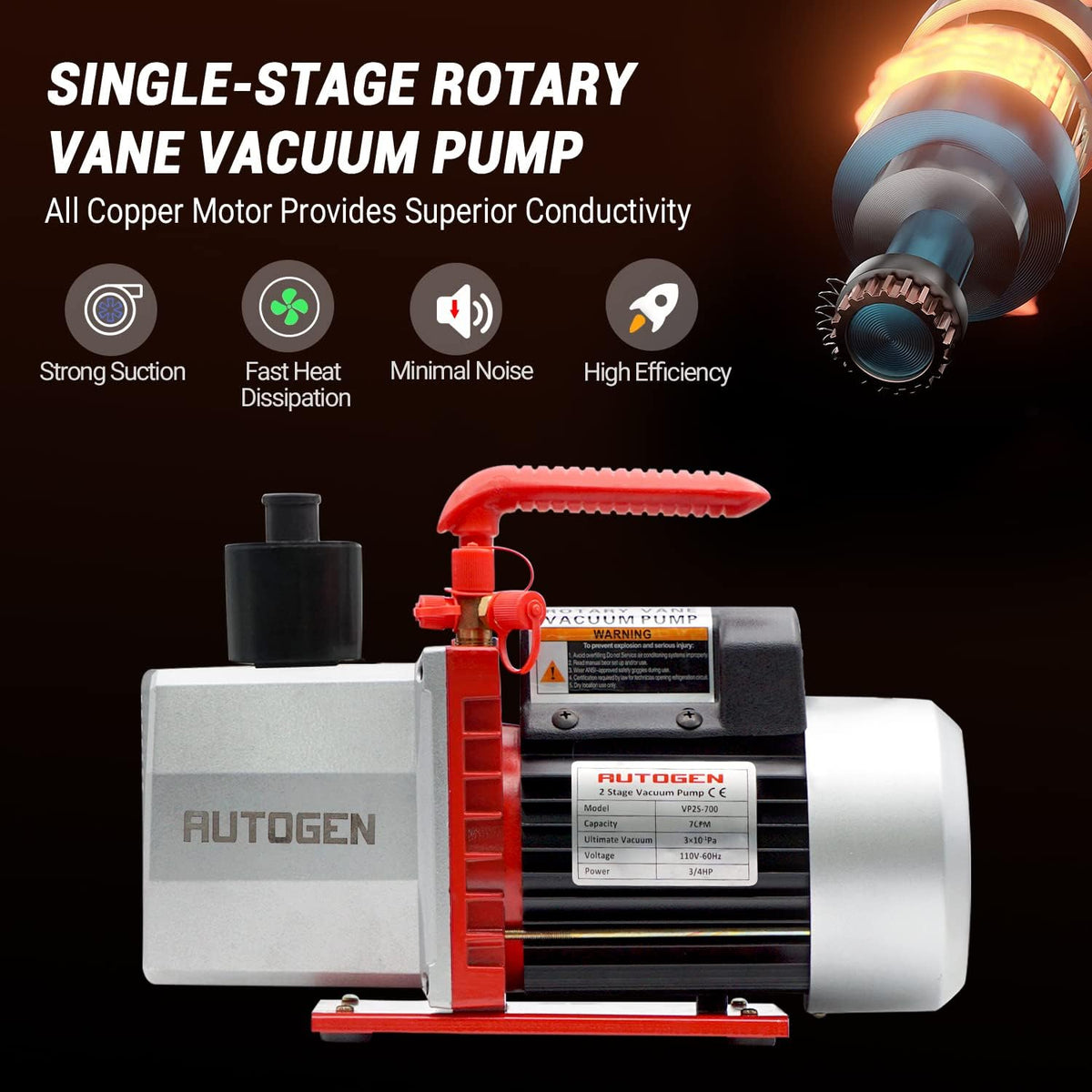 2-Stage Air Vacuum Pump 7CFM 0.3 Pa P69096
