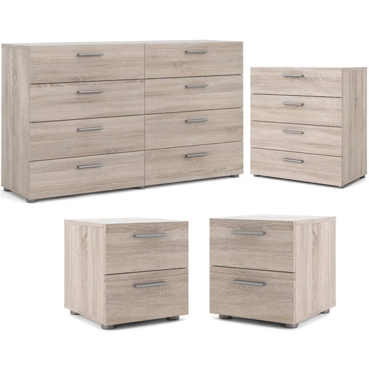 4 Piece Bedroom Set with 8 Drawer Dresser, 4 Drawer Chest, Two 2 Drawer Nightstands O750