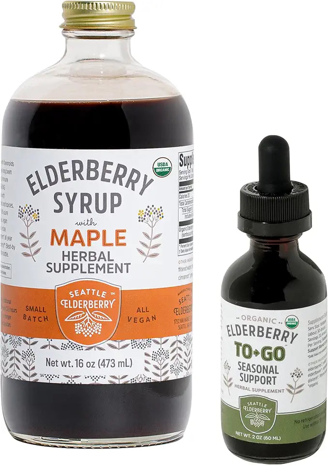 16oz Elderberry Syrup with 2oz Elderberry To-Go Herbal Supplement Starter Set I466527