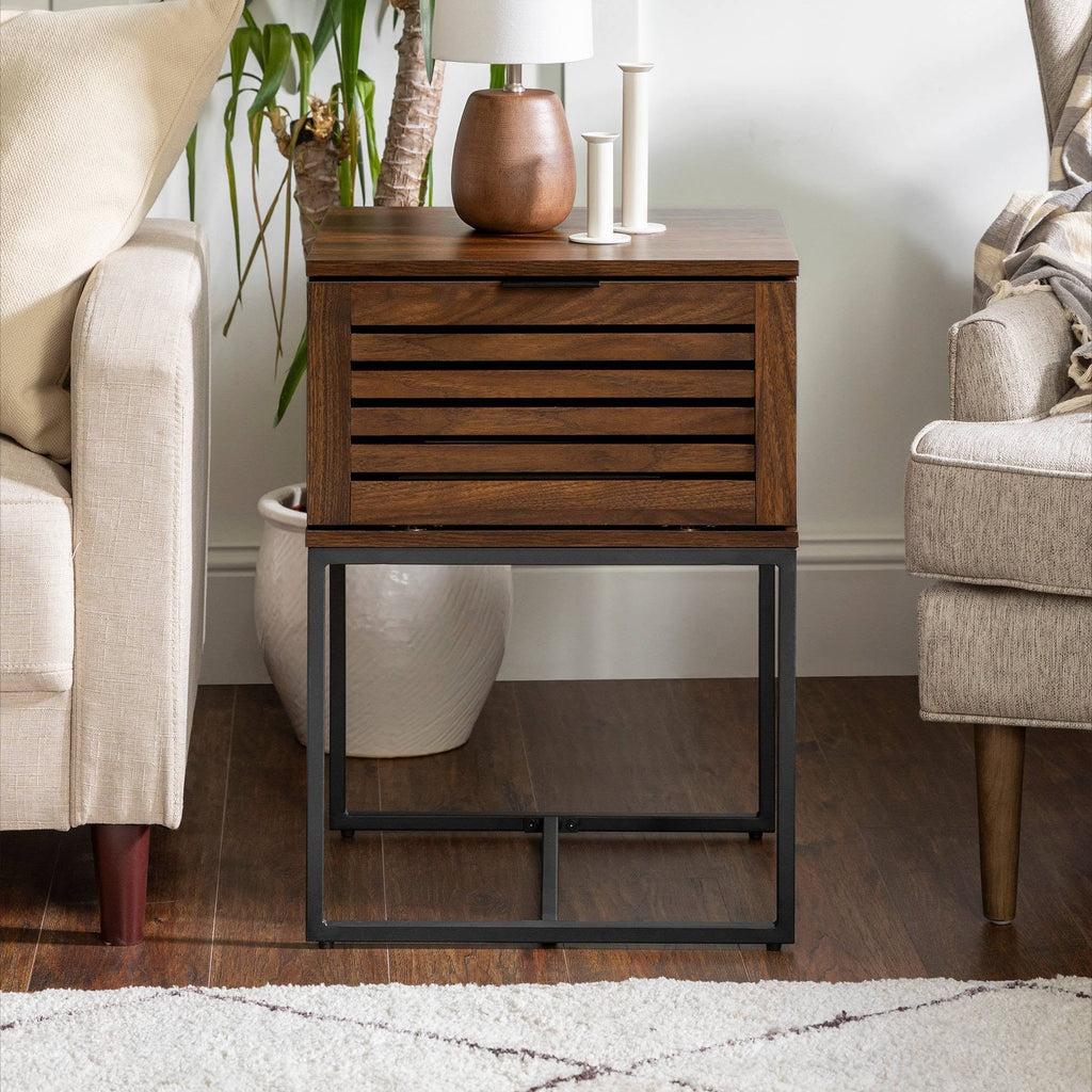 Dark Walnut Slat Side Table L211
