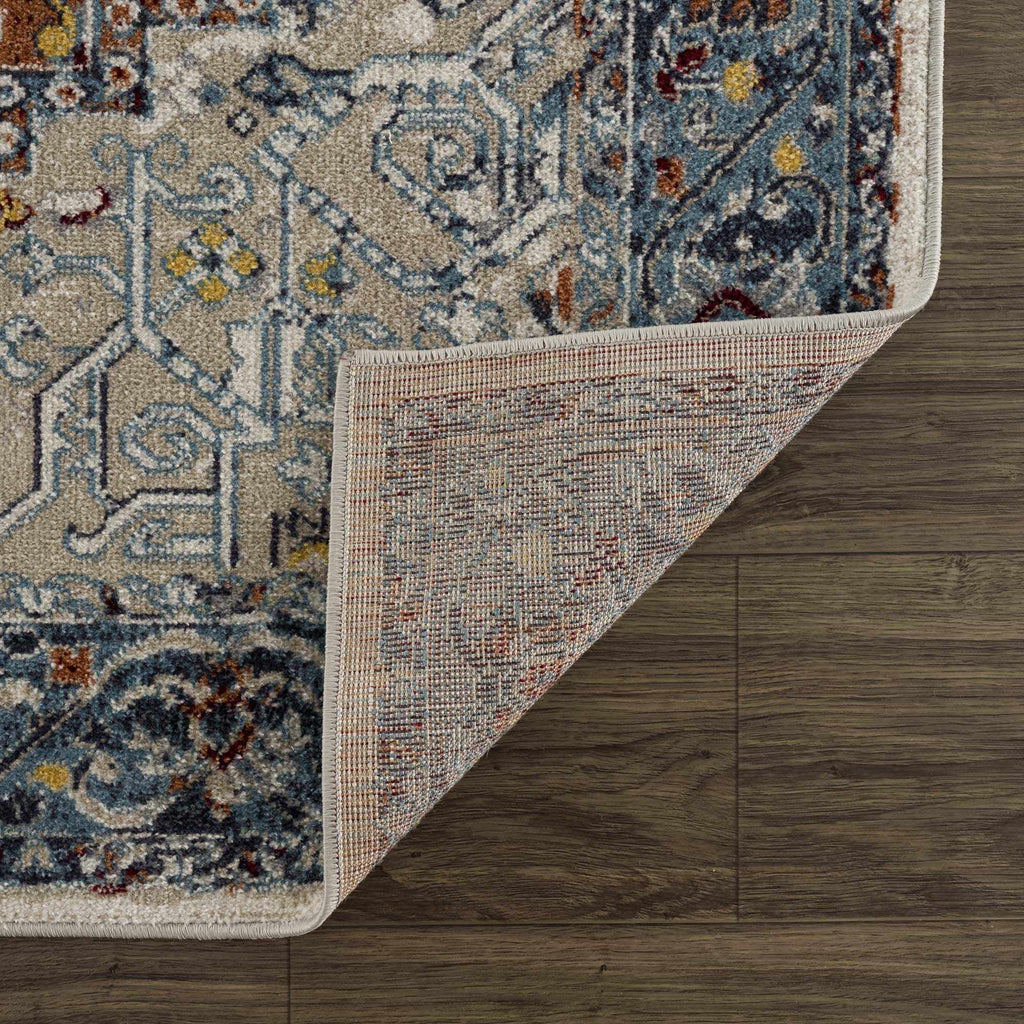 Blue Terra Cotta Cream Persian Area Rug X24492
