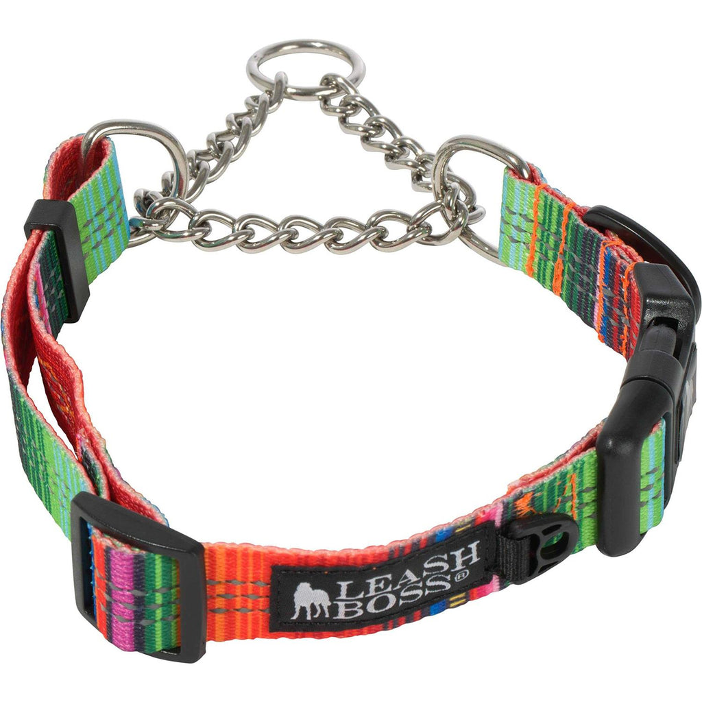 Patterned Reflective Chain Martingale Dog Collar P896566