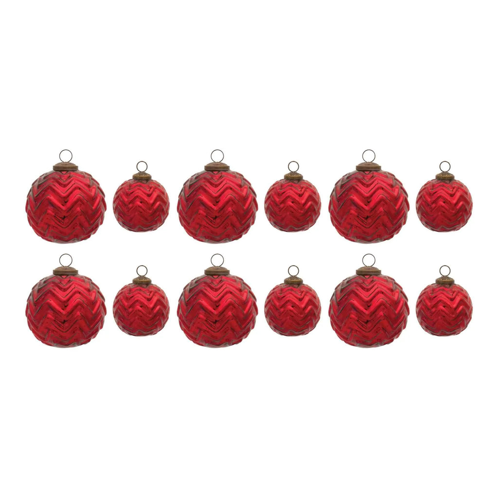 12ct Red Mercury Glass Christmas Ball Ornaments R869