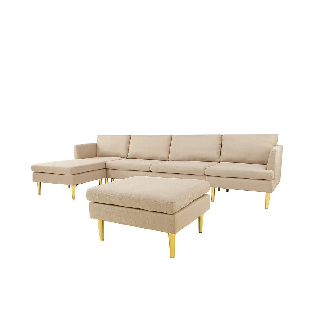 Modern Convertible Polyester Sectional Sofa with Ottoman C30458