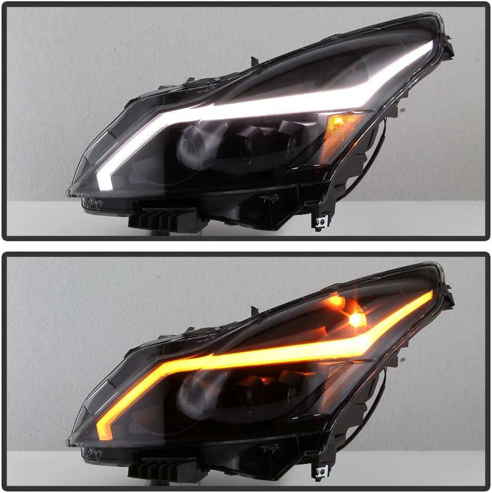 Black Smoke LED Tube Sequential Signal DRL Headlights G78356