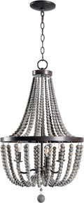 Wood Bead Chandelier, 28 Inch Height, 16 Inch Diameter, Golden Bronze Finish N302181