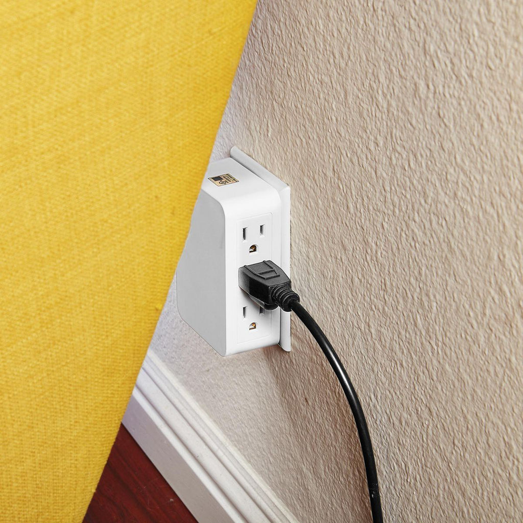 6 Outlet 3-Prong Side Entry Tap White X20634