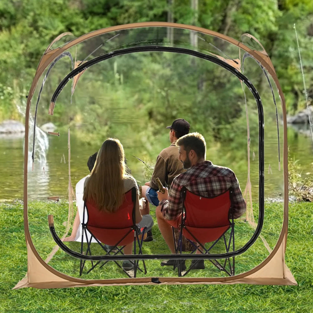 Pop-Up Tent with Removable Top Cover and Mesh Windows X404278