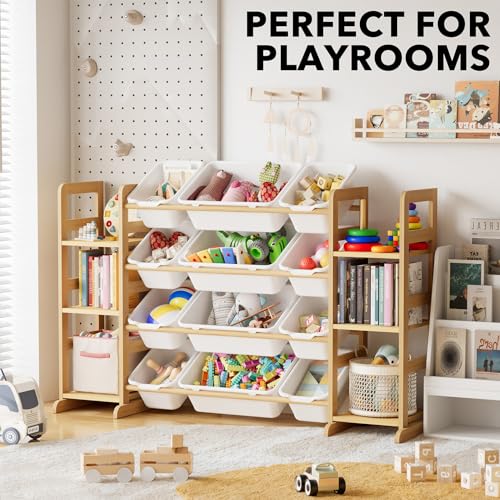 White Toy Storage Organizer with 6 Shelves and 12 Bins A927