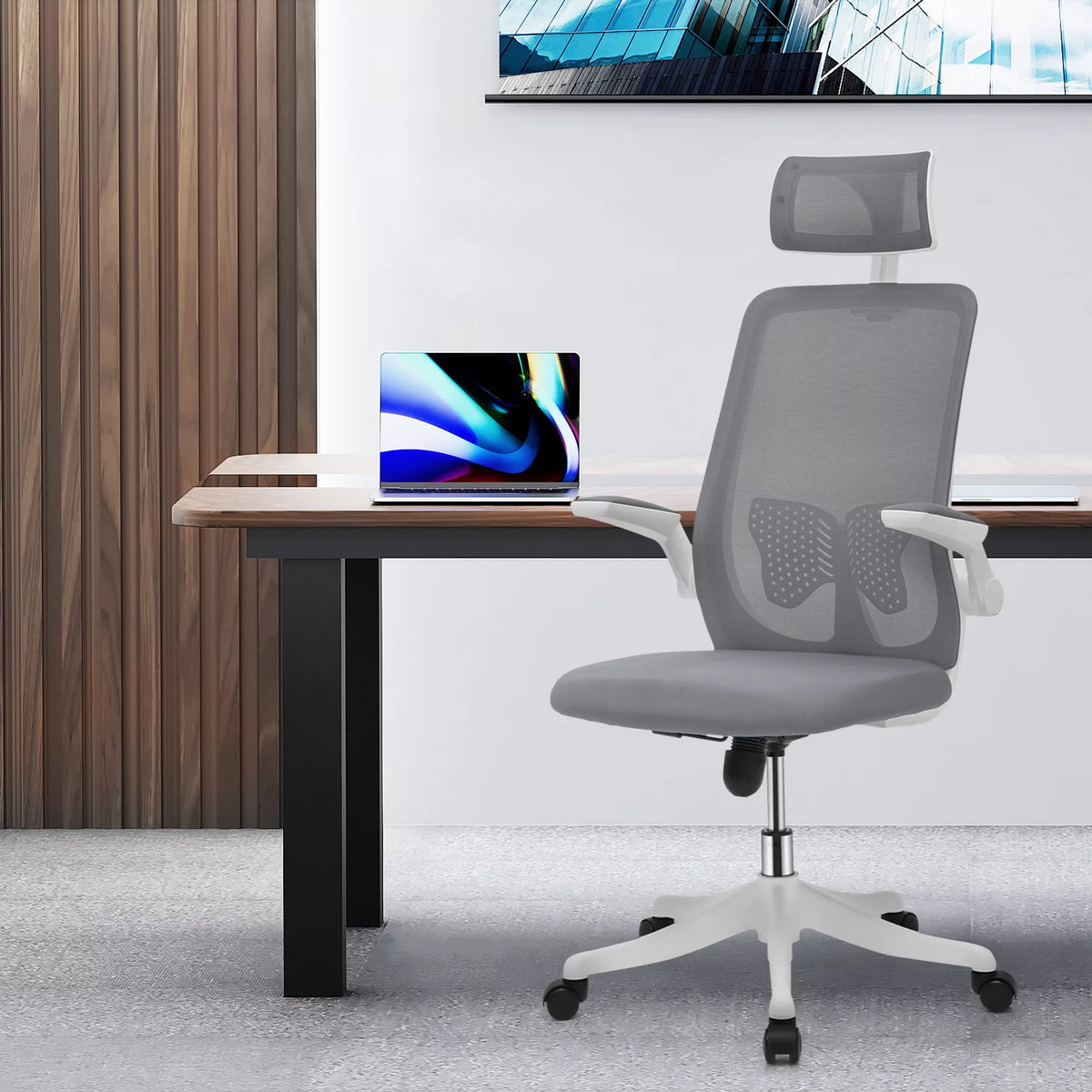 Grey Ergonomic High Back Office Chair with Armrest G12537