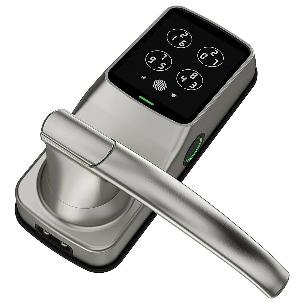 Satin Nickel Smart Touchscreen Door Latch Lock with Fingerprint and Bluetooth H7020