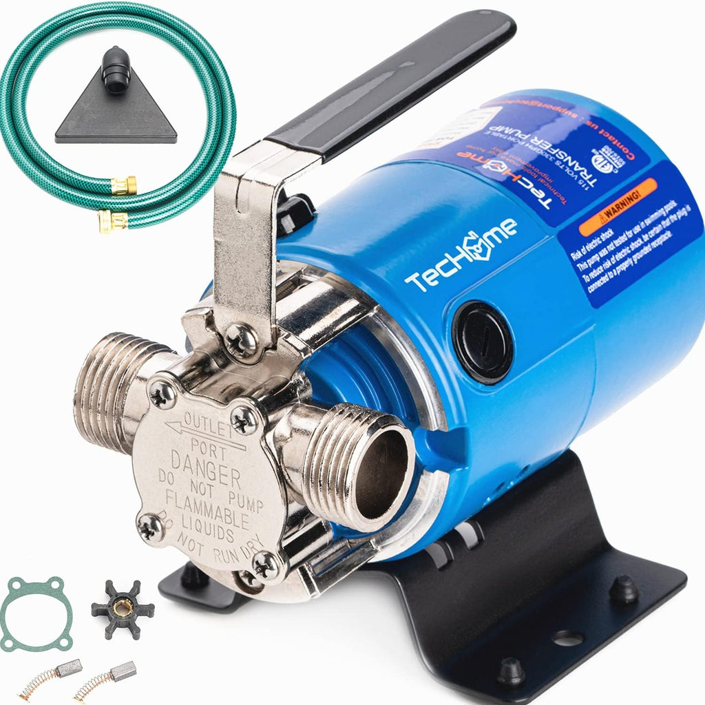 120V 1/2HP 1560GPH Cast Iron Portable Water Pump with Suction Strainer and Brass Connectors W748
