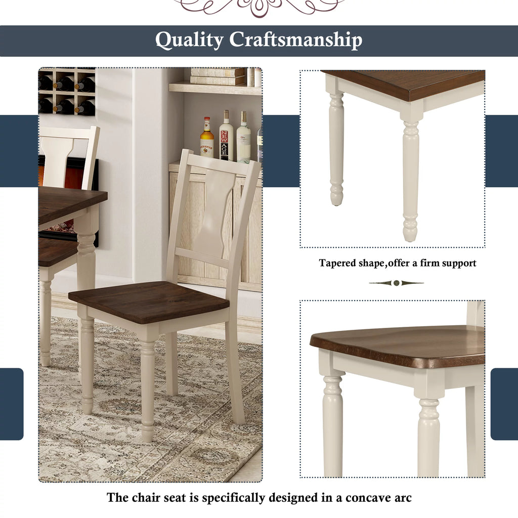6-Piece Wooden Dining Table and 4 Chairs with Bench Y991237