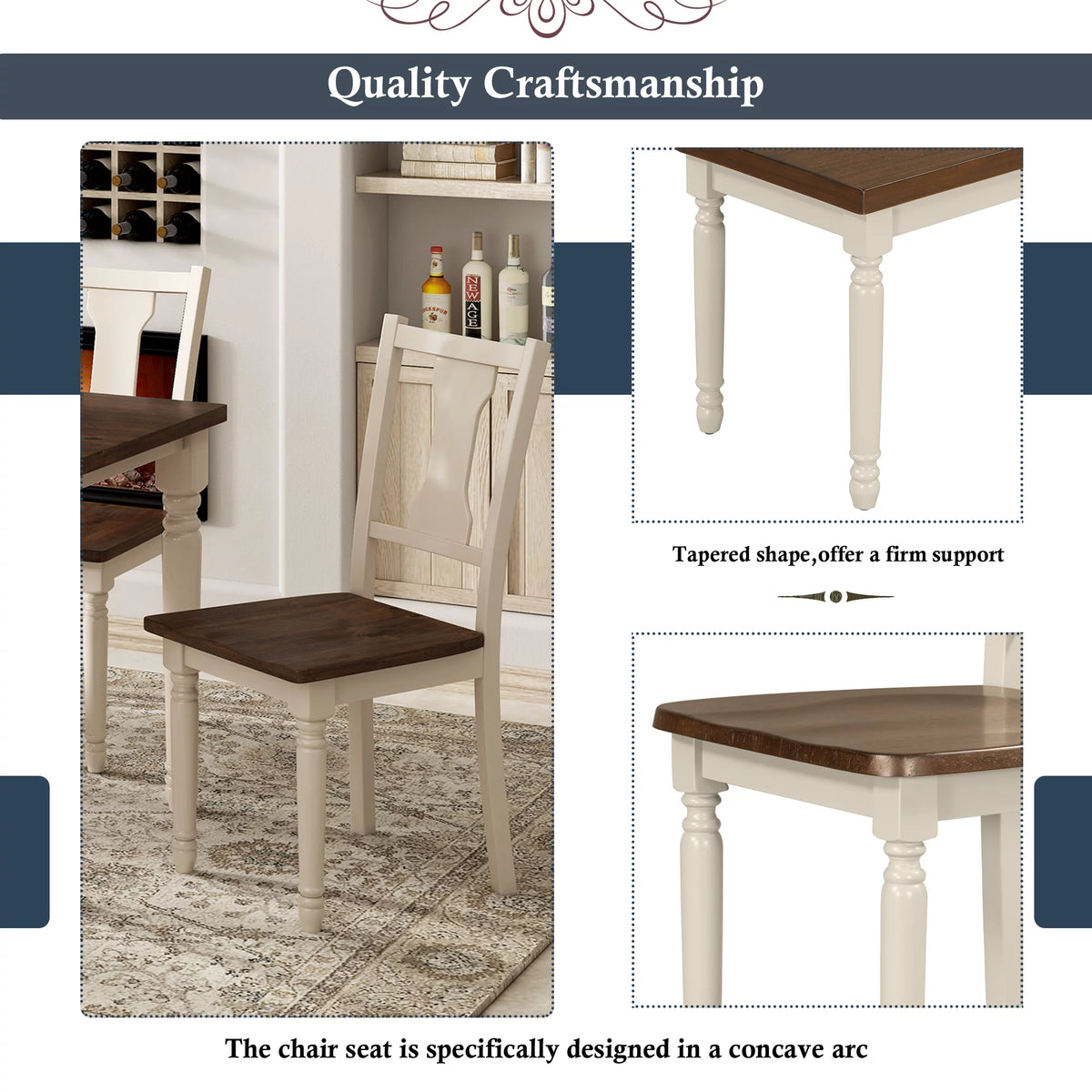 6-Piece Wooden Dining Table and 4 Chairs with Bench Y991237