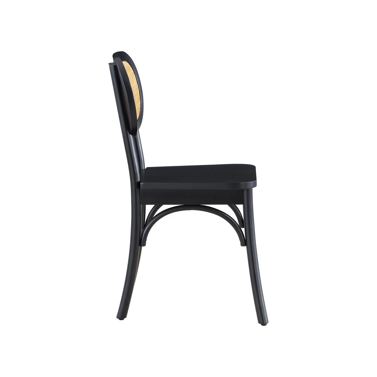 Black Rattan and Solid Wood Dining Chairs B4089