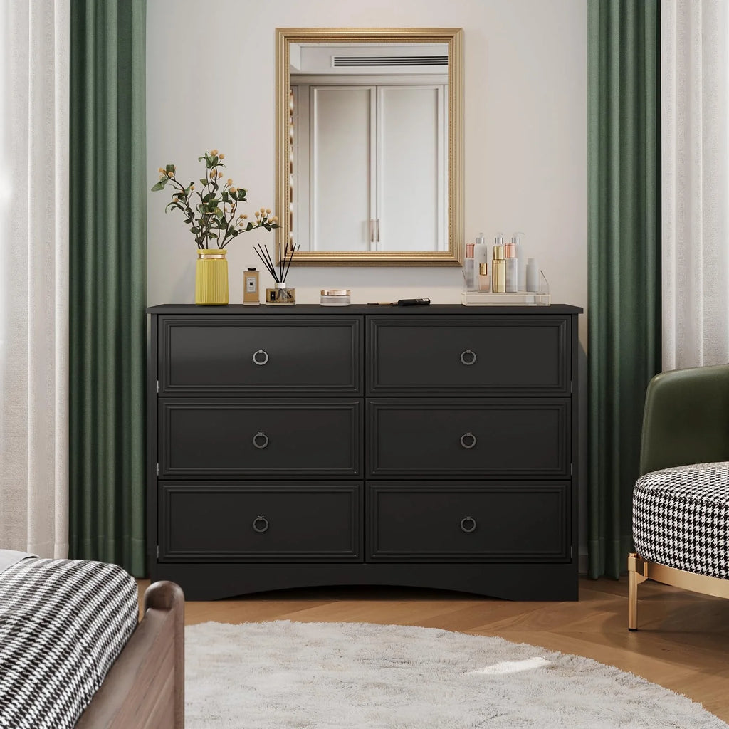 Gray 6 Drawer Wood Dresser T906
