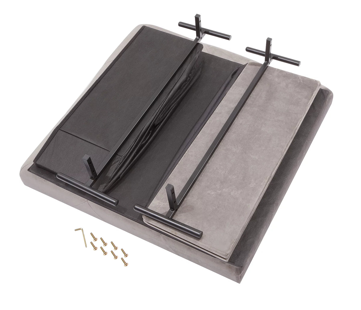 Grey Velvet Storage Ottoman with Metal Legs Y48490