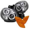 Black Halo LED Projector Headlights with Amber Side Markers Pair Y4786