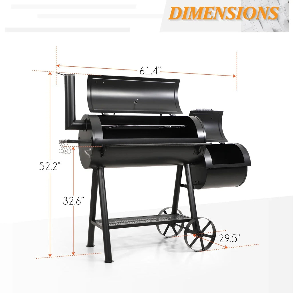 Charcoal Grill with Offset Smoker Black D5511
