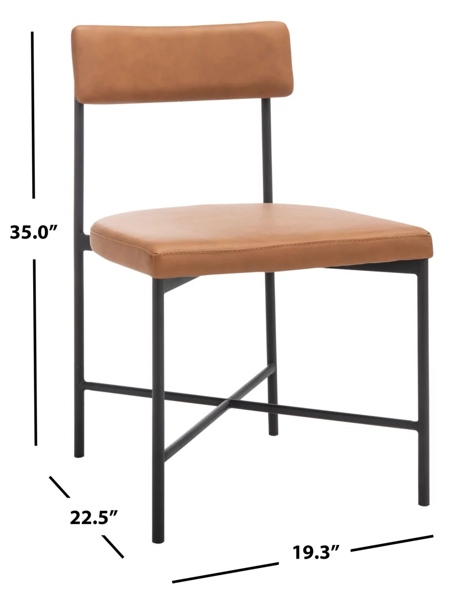 Cognac Black Dining Chairs Set of 2 P649