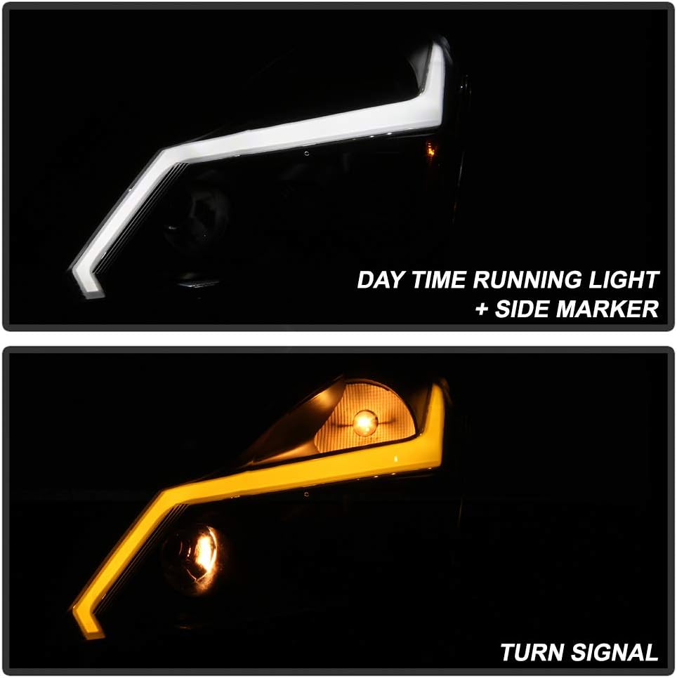 Black Smoke LED Tube Sequential Signal DRL Headlights G78356