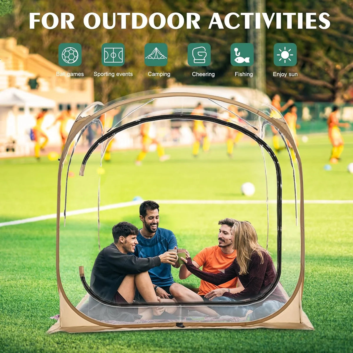 Pop-Up Tent with Removable Top Cover and Mesh Windows X404278