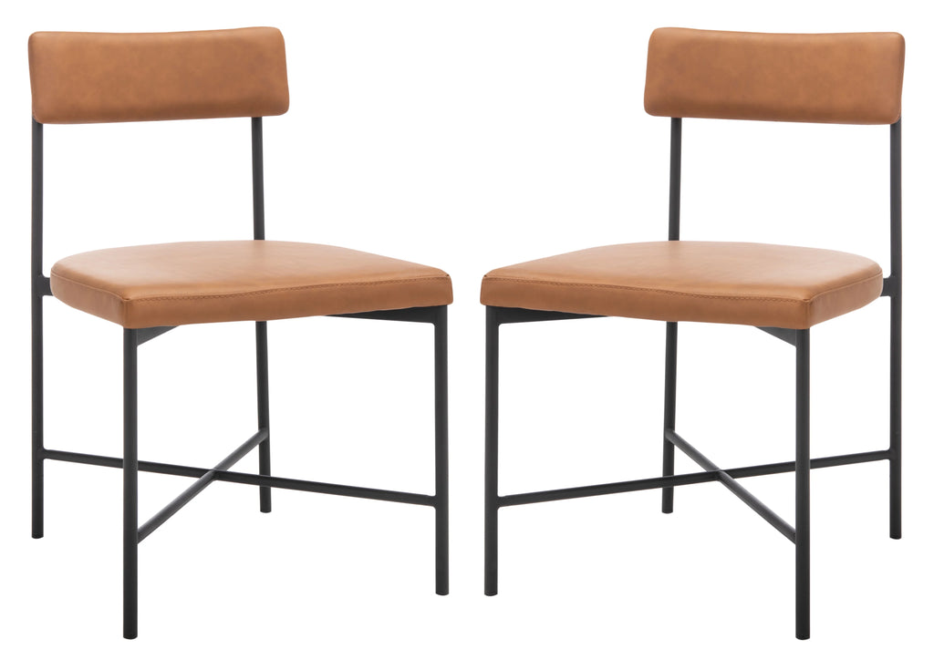Cognac Black Dining Chairs Set of 2 P649