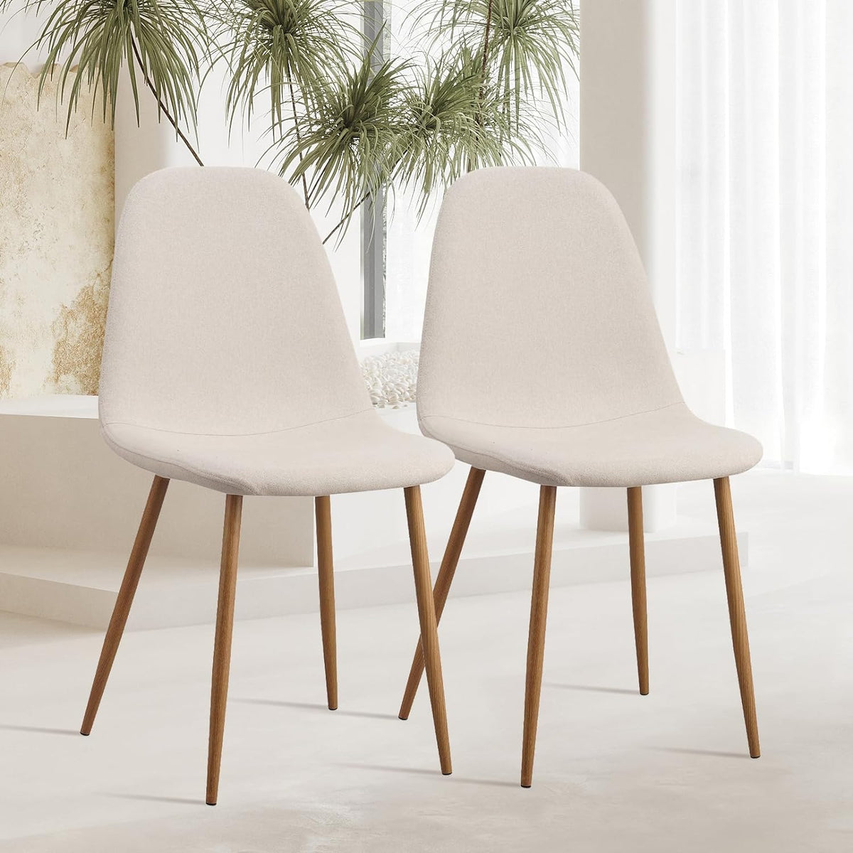 Camel Brown Faux Leather Dining Side Chairs Set of 4 with Metal Legs L25623