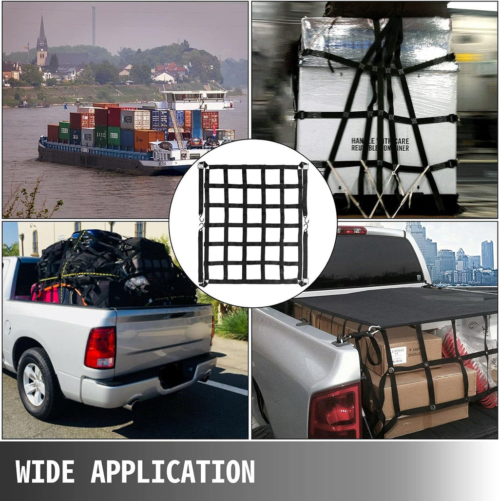6.8'x 4.1' Heavy Duty Truck Bed Cargo Net with S-Hooks, 1100LBS, Pack of 2 Q13915