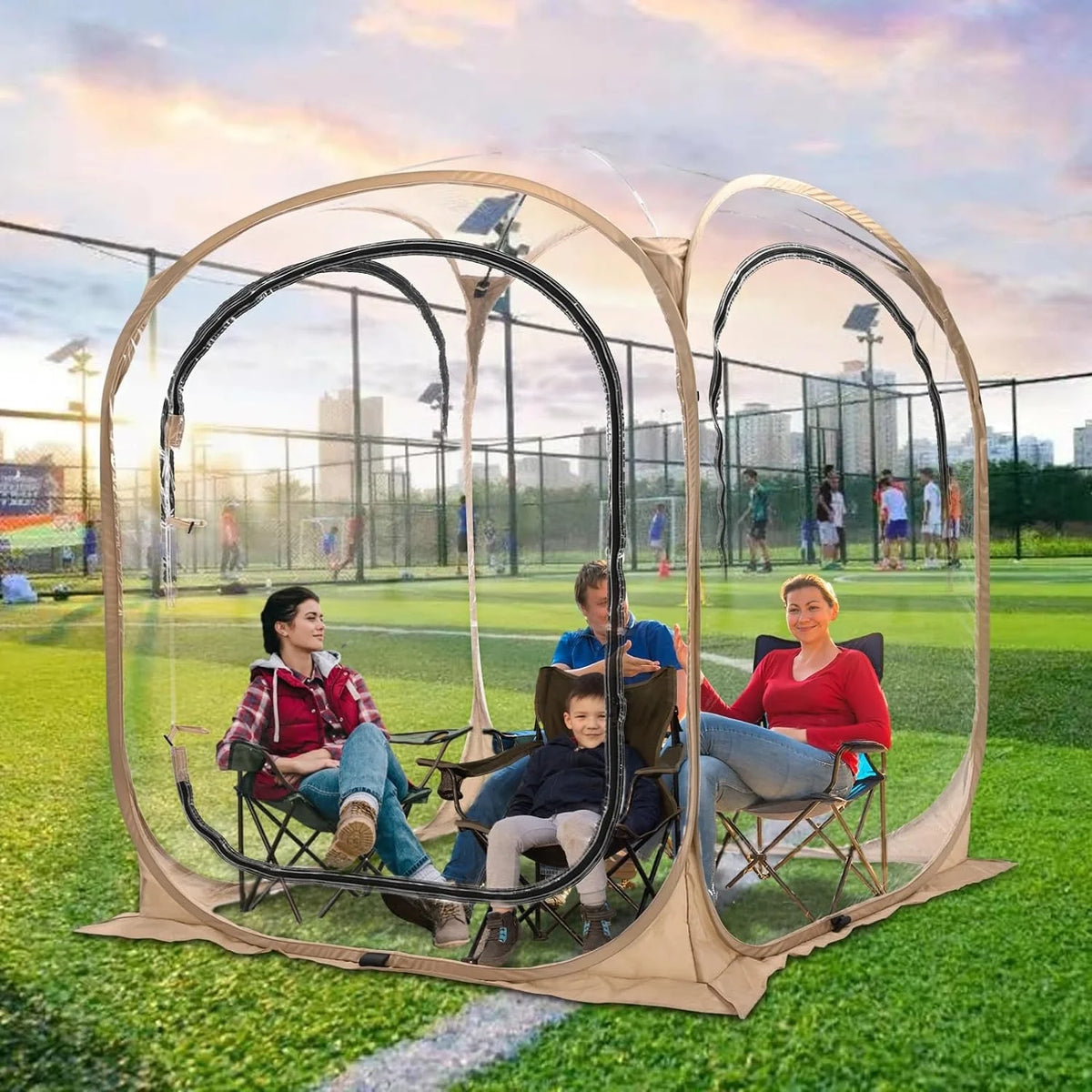 Pop-Up Tent with Removable Top Cover and Mesh Windows X404278