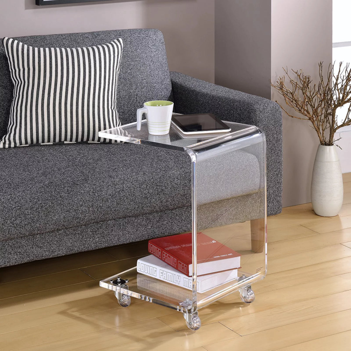 Clear Lucite and Acrylic Accent Table F76487