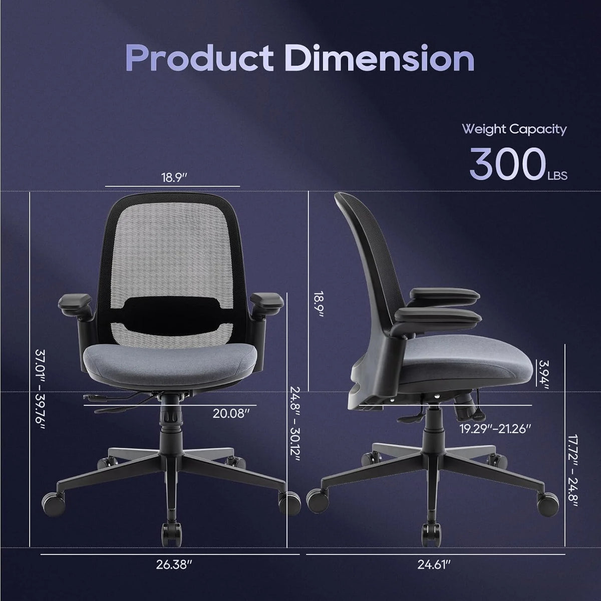 Black Mesh Office Chair with Lumbar Support M12808