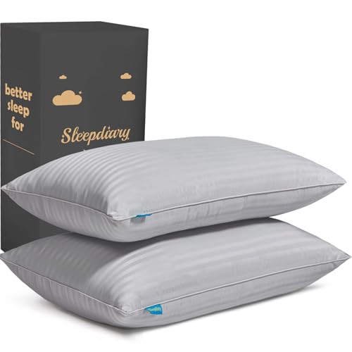 Queen Size Set of 2 Gray Down Alternative Pillows T8429