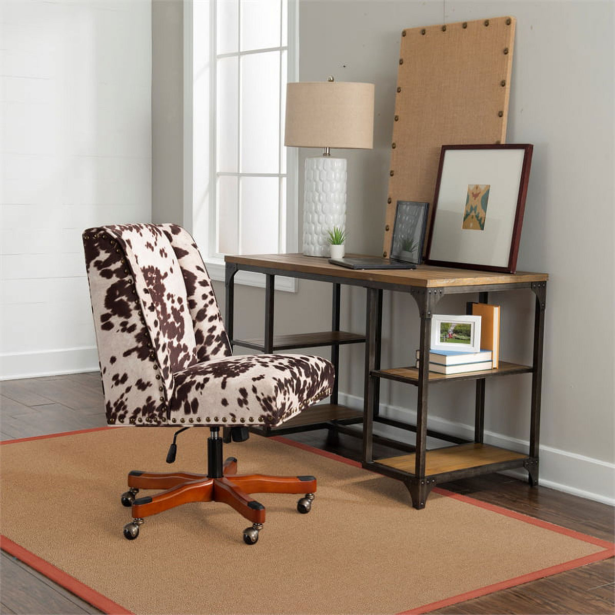 Machine Tufted Wool 5'x8' Rug in Cork Brown and Burnt Orange N645480