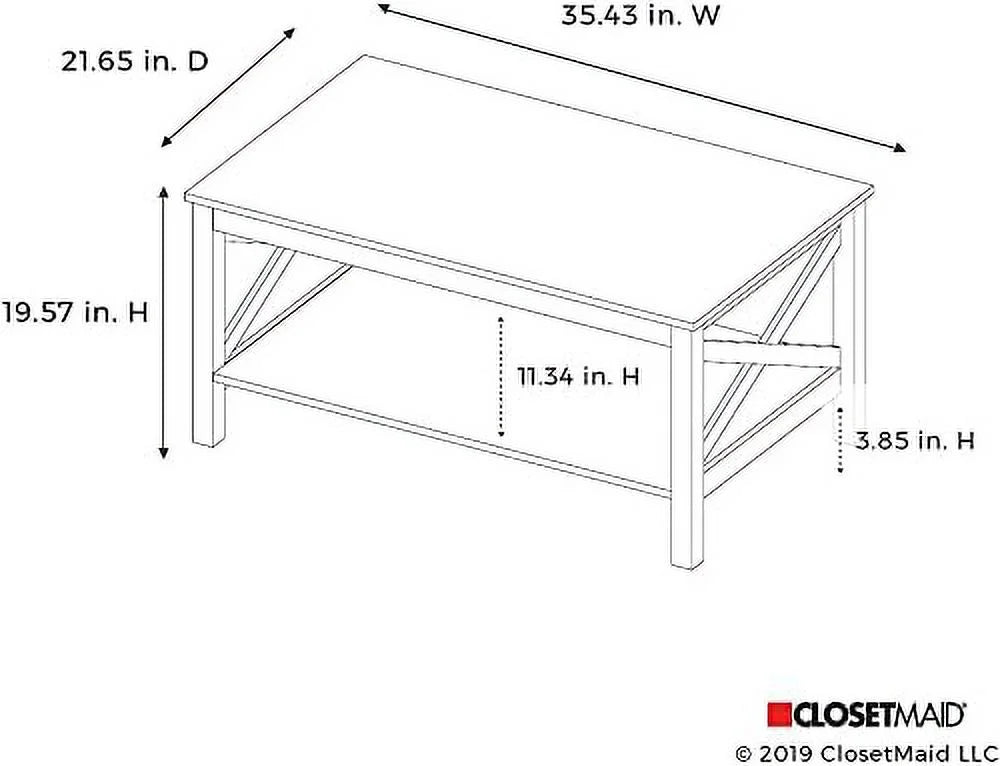 White Wood Coffee Table with Shelf D29506