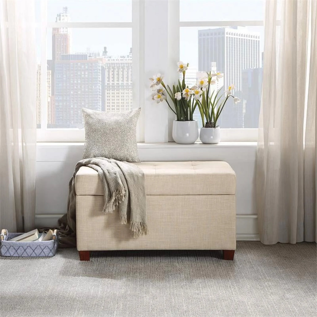 Cream Storage Ottoman C128389