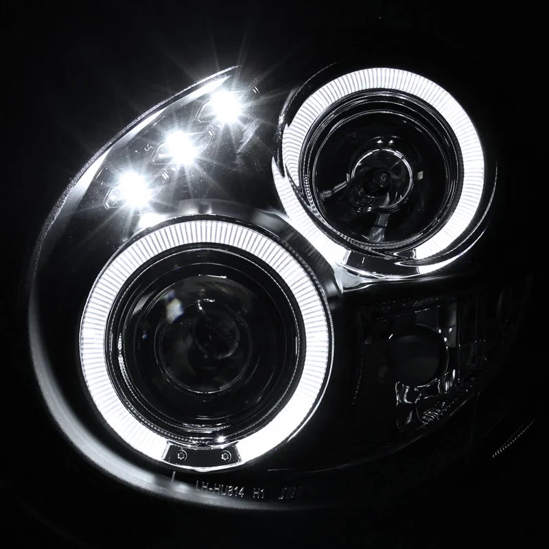 Black Halo LED Projector Headlights with Amber Side Markers Pair Y4786