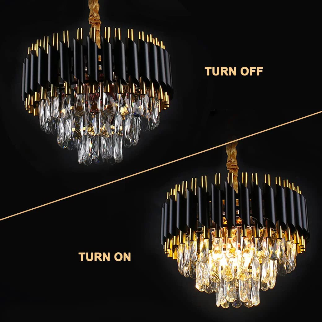 Black 3-Tier Crystal Chandelier L7488