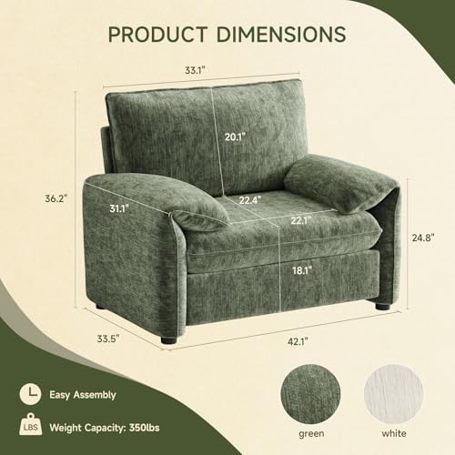 Oversized Green Chenille Accent Chair X94970
