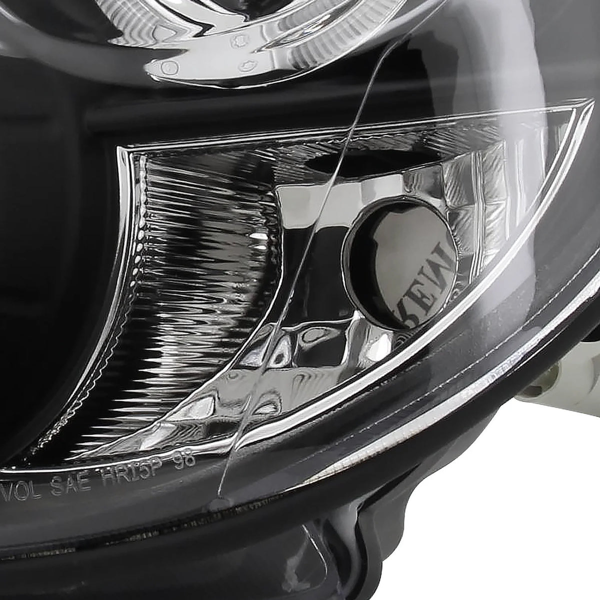 Black Halo LED Projector Headlights with Amber Side Markers Pair Y4786
