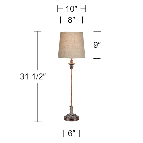 Set of 2 Weathered Brown Linen Fabric Table Lamps I293