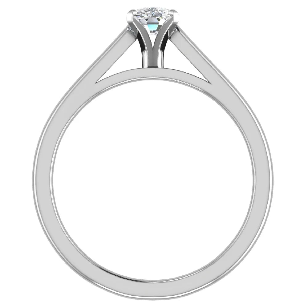 Cushion Solitaire 4-Prong 0.75 Carat 18K White Gold Engagement Ring H9790