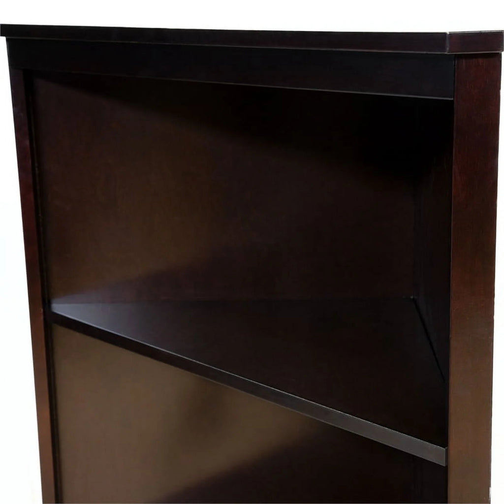 Espresso Wood Corner Bookshelf T734185